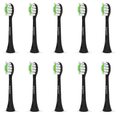 Cabezales de cepillo de dientes de repuesto para Philips Sonicare – Cabezales compatibles con Sonicare Protectiveclean, HealthyWhite, FlexCare, EasyClean, 10 unidades, negro