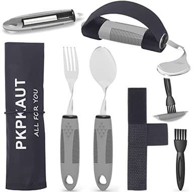 PKPKAUT Utensilios de Parkinson con peso para temblores en las manos, Cubiertos con peso para pacientes con Parkinson Manos artríticas, Utensilios construidos para adultos