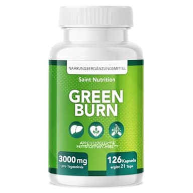 Green Burn® Cápsulas para suprimir el apetito, extremadamente altas dosis de glucomanano, colina, vitamina B1 + B6, suplemento nutricional para mujeres y hombres, apoyo para adelgazar y metabolismo,