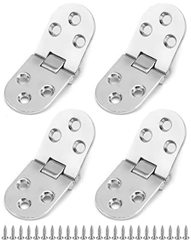 QWORK® - 4 Piezas Flip Bisagra, Bisagra 180 Grados, Aleación de Zinc, Bisagra Abatible Borde Redondo, Para Mesa Plegable, Armario, Puertas Armario