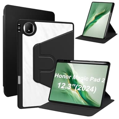 Lemxiee Funda para Honor Magic Pad 2 Cover,Funda Protectora con Soporte Plegable/con Ranura para bolígrafo,Funda de Cuero PU + acrílico Transparente para Honor Magic Pad 2 12.3" 2024 Case