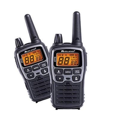 Midland C1180 XT70 - Walkie Talkie Profesional de Doble Banda con Carga Rápida - Gris - Formato 69 LPD y 24 PMR446, 12 km de Alcance, 38 Tonos, 83 Códigos - Set de 2 Transceptores