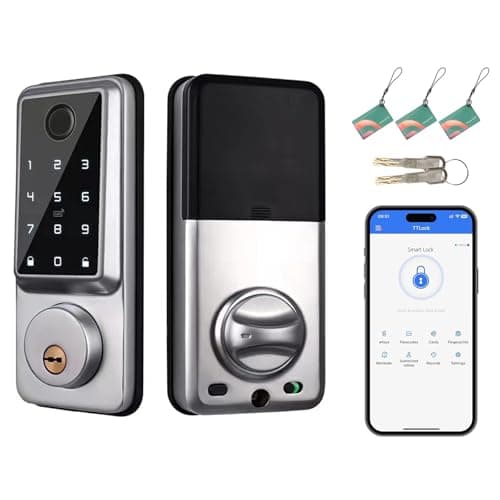 Cerradura Inteligente con Wifi y Bluetooth, Cerradura Electronica con 5 Formas de Abrir, Cerraduras Inteligentes para Puertas Interior y Exterior, Posibilidad de Comprobar Los Registros de Desbloqueo