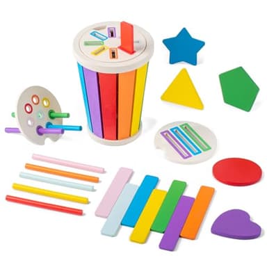 Smartwo Juguete Montessori 1 Año, Juguete Madera 1 Año, Motricidad Fina 1 2 Años, Juego Montessori de Clasificación de Formas y Colores Niños 2 Años, Juegos Educativos Niños 2 Años, Regalo Bebe