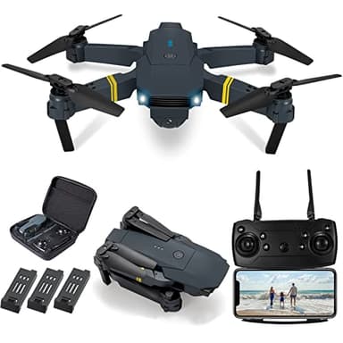 Drones con Camara 4K 1080P Adultos, Dron para Adultos/Niños 1080P Quadcopter RC Drones Plegable, Vídeo en directo con drones FPV, Aterriza con Un Clic, 3D Flip. Regalos para Niñas/Niños, 3 Baterías
