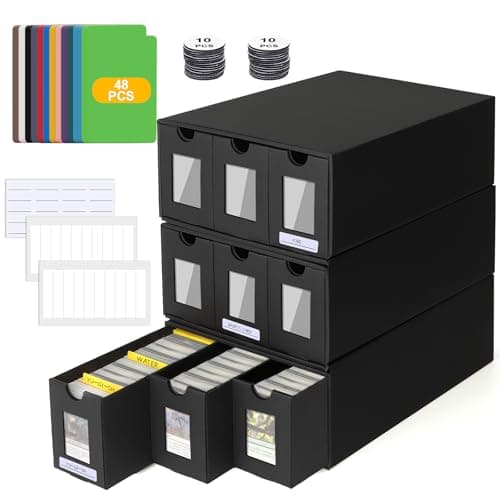 BILIPLE Caja de Mazos Commander para MTG, Card Deck Box para 9000+ Cartas, con 48 Divisores de Tarjetas, Caja de Almacenamiento para Tarjetas Coleccionables, para Cartas de PTCG MTG Deportivas