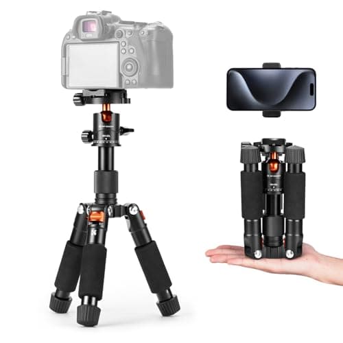 K&F Concept Mini Trípode Portátil S225A1+BH-25 Trípode de Sobremesa 50cm para DSLR, Cámara Réflex Digital, Teléfono Móvil, con Clip para Teléfono y Placa de Liberación Rápida de 1/4 ''