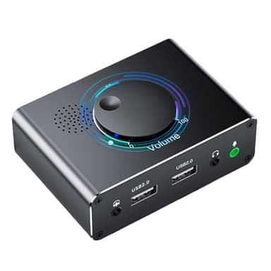 Tarjeta de sonido USB externa con control de volúmenes, micrófono de auriculares USB de 3,5 mm, ecualizadores para PC