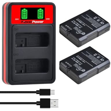 Pickle Power 2 Unidades EN-EL14/EN-EL14a batería y Cargador LED para Nikon D5600 D5500 D5200 D5100 D3500 D3400 D3300 D3200 D3100 DF Coolpix P7800 P7700 P7200 P710. 0 cámaras P7000