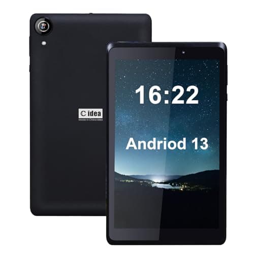C idea Tabletas de Lectura de 8 Pulgadas, tabletas Android 13, ROM de 32 GB, batería de 5000 mAh, cámaras duales, Pantalla táctil HD, tabletas para Entretenimiento portátil (Negro)