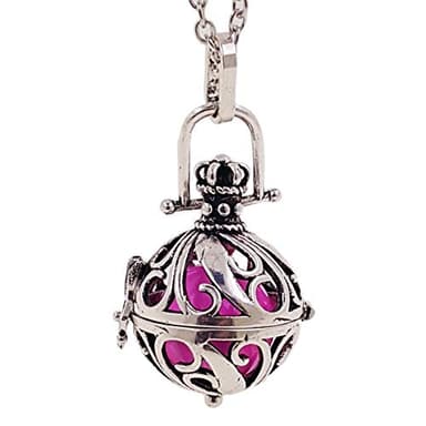 OUTLETISSIMO® Collar con colgante llamador de ángeles bola mexicana, esfera rosa, 2,6 cm, cadena 126 cm, ET84, Zamak, Plata 1