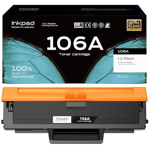 iNKPAD W1106A 106A Toner Compatible para HP 106A Toner para Laser MFP 135wg Laser 107w 107a 107r MFP 137fwg 137fnw 135w 135a 135r Cartucho de Impresora(Negro, 1-Pack)