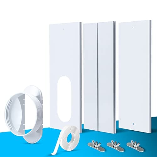 TOPOWN 3 Piezas Kit de Ventana Aire Acondicionado Portátil, Placas de Sellado de Ventana Corredera de Aire Acondicionado Portátil, Adecuado para Tubos de 5"/5,9" de diámetro, con Adaptador de Ventana