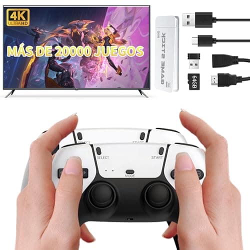 Consola de Juegos Retro juego palo, retro consola de juegos de consola inalámbrica HDMI sistema de salida, 20000+ videojuegos de mano incorporado, 23 emulador de consolas de juegos con 2 mandos