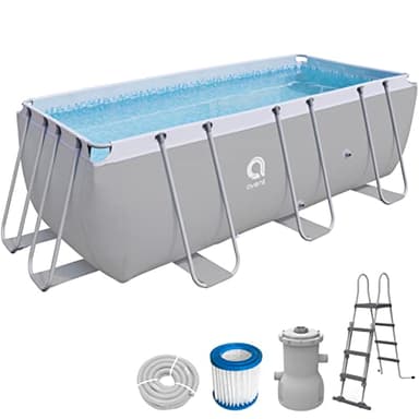 AVENLI Suelo Piscina Rectangular con Estructura, 2343 Liters, Gris, 400 x 207 x 122 cm