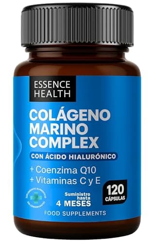 Premium Colágeno Marino Hidrolizado Puro | Con Ácido Hialurónico, Q10 y Vitaminas C y E | 120 Cápsulas | Piel, Cabello, Uñas y Articulaciones | Alta Absorción y Potencia