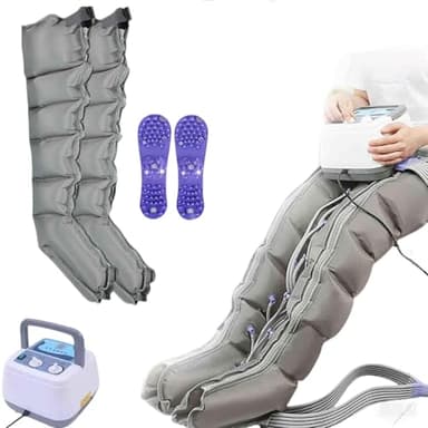 Masajeador de piernas con compresión de aire, Drenaje linfático Masajeador de piernas, Massagem por Ondas Intensa Útil para Circulação Corporal E Relaxamento (6 Chamber, 2 legs)