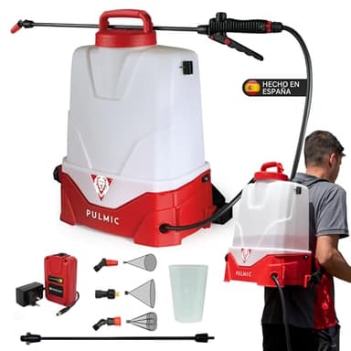 Pulverizador Eléctrico Recargable Pegasus 15L.Sulfatadora Eléctrica a Batería Litio Extraíble. hasta 4h Autonomía. Sistema 3 Velocidades. Boquillas Incluidas. Mochila Pulverizadora Plantas.PULMIC