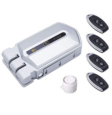 Cerradura Invisible con Alarma 120db Golden Shield, Cerradura electrónica con 4 mandos incopiables, con detección anticipada (Cuando fuercen la puerta antes de que la abran la alarma saltará)