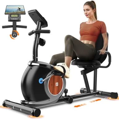 Bicicleta Estática Magnética Para Casa Con 16 Niveles De Resistencia, Monitor Digital LCD, Asiento Cómodo Ajustable Bicicletas Reclinadas Ergonómicas Para Adultos Mayores Ciclismo Fitness Máx. 120 KG