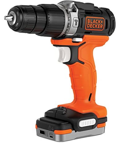 BLACK+DECKER Taladro Percutor 12V, Batería de Litio 1.5Ah, Portabrocas 10mm, 2 Velocidades, Par máximo 40Nm, Luz LED, Incluye Cable USB y Estuche - BDCHD12S1