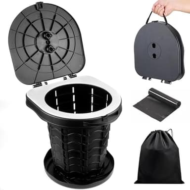 YSWOVUO WC Portatil, 220kg Inodoro Plegable Camper, Baño Portatil Camper con 10 Bolsas de Inodoro Biodegradables, Vater Portatil para Senderismo, Acampar, Viajar, Pesca