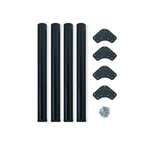 EMUCA - Patas de Mesa Regulables Ø60x710mm, Kit de 4 Patas de Escritorio, Acero, Altura Regulable 710-730mm, Color Negro