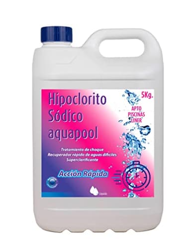 Cloro Choque Líquido Clarificante HIPOCLORITO SÓDICO al 15% AQUAPOOL 6 KG 5 litros - Cloro Acción rápida - Súperclarificante - Recuperador Aguas difíciles - Apto Liner