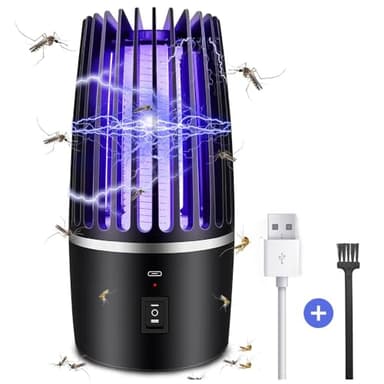 Lámpara Antimosquitos Eléctrico, 4000mAh Recargable Matar Repelente de Insectos Interior Exterior lampara Antimosquitos Anti Mosquitos Control de Plagas para Patio Trasero Camping