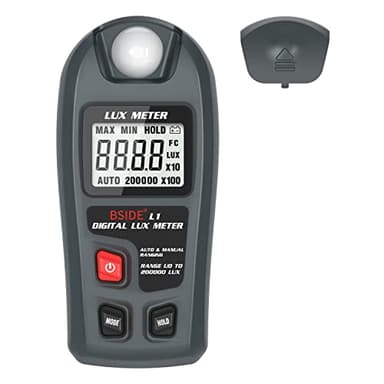 BSIDE L1 Medidor de Luz Digital Luxómetro de Precisión 0-200,000 Lux, Fotómetro de Mano con Retención de Datos Medidor de iluminación para Fotografía Jardinería Film Plantas LED Luz de Crecimiento