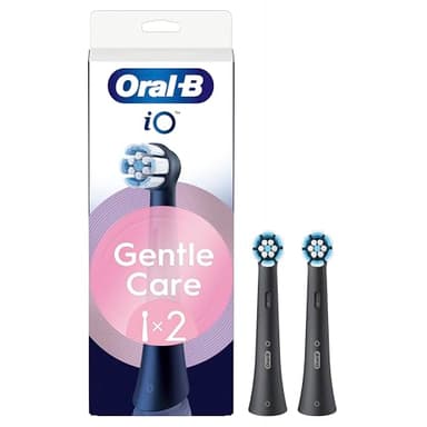 Oral-B Series iO Gentle Care Cabezales De Recambio Originales, Pack de 2 Recambios Negros Para Cepillos De Dientes Eléctricos Oral-B iO, Cepillado Suave, Apto Para Encías Sensibles