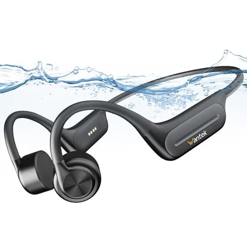 Wantek Auriculares Conduccion Osea Bluetooth 5.3,Auriculares Abiertos para Nadar, IP68 Resistentes al Agua, MP3 Incorporado de 32 GB para Nadar, Correr, Andar en Bicicleta, Gimnasio