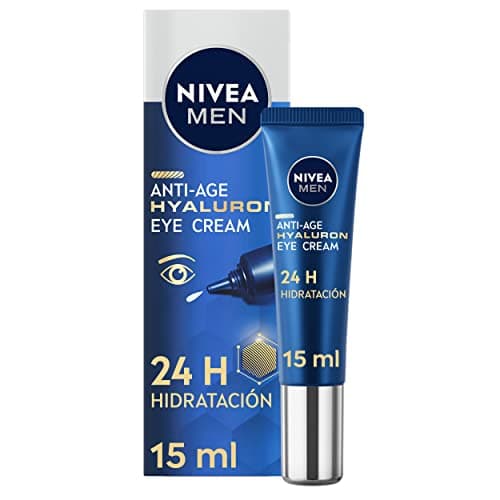 NIVEA MEN Hyaluron Contorno de Ojos Antiedad con Ácido Hialurónico (1 x 15 ml), crema antiarrugas que reafirma la piel, crema de hombre para una piel de aspecto más joven