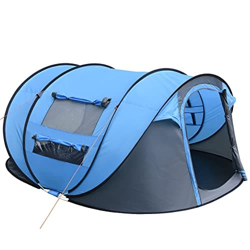 Outsunny Tienda de Campaña Pop up para 4-5 Personas Tienda de Camping Instantánea con Ventanas Bolsillos y Bolsa de Transporte Impermeable Anti-UV 263,5x220x123 cm Azul