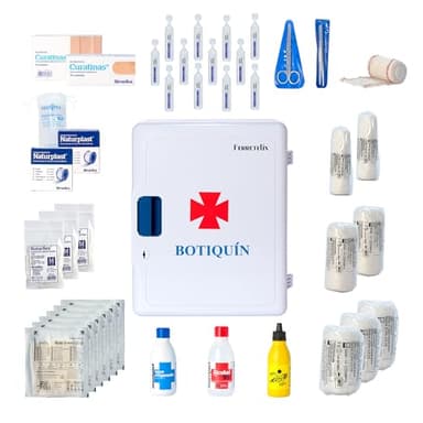 FERRETELIX® Botiquin armario primeros auxilios con dotacion 40 cm x 30 cm x 16 cm Grande de pared Homologado Completo para viviendas turisticas, casa, oficina