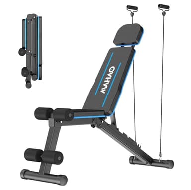 MAHAO Banco de Pesas Banco Musculación ajustable Banco Abdominales y declinado Plano para Entrenamiento de Fuerza con Reposacabezas Extendido,Negro, Capacidad de peso 230KG