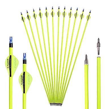 ACCMOS 28.5 Pulgadas Tiro con Arco Flecha Spine 500 ID 6.2 mm Flecha de Carbono, para Adultos Jóvenes Arco y Flecha Caza y Práctica de Tiroteo 12 pzs (28.5 Inch)
