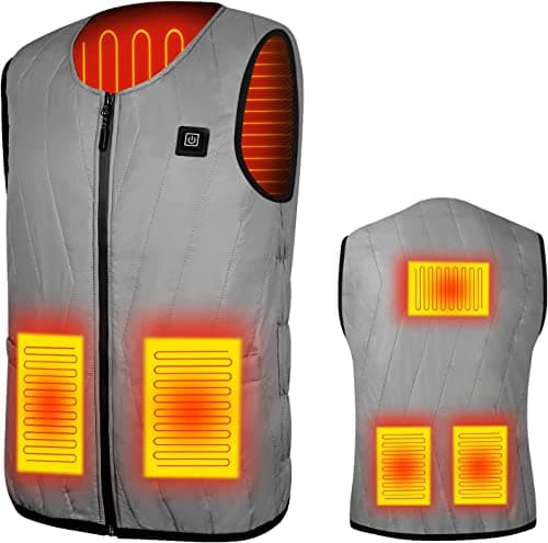 Qdreclod Chaleco Calefactable Chaleco Térmico Electrico para Hombre Mujer con Cable USB Chaleco Eléctrico 5V Chaleco Calefactor con 3 Temperatura Controles para Senderismo Caza Ciclismo Chaqueta