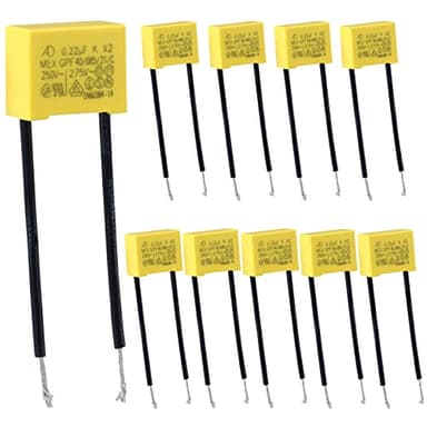 Vegena 10 Piezas Condensador Polipropileno 0,22µF 275V X2 Condensador de Seguridad Condensador Supresor Radial para Intermitentes y Parpadeo de Los LED