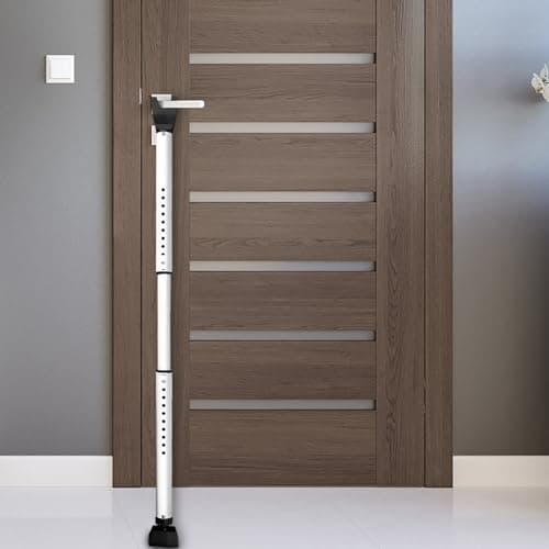 HOMGEN Barra de Seguridad Ajustable Abrazadera de Puerta Ajustable de 3 Etapas (84cm-113 cm) Barra Antirrobo para Puerta Barra de Seguridad Antideslizante para Puertas Correderas y Ventanas Correderas