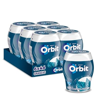 Orbit Bote de Chicles Sin Azúcar Sabor Mentol Fuerte, Intenso y de Larga Duración en formato Gragea (6 x 46 chicles)