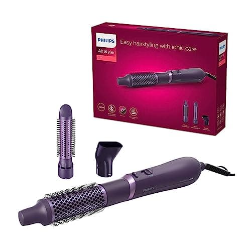 Philips Cepillo Moldeador Serie 3000, Revestimiento Ceramico con Keratina, 3 Accesorios para añadir Volumen o Crear Ondas, Ionico, BHA530/00, Morado