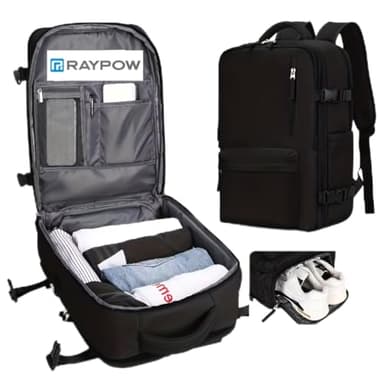 Mochila Viaje Cabina Avion 40x20x25 para Ryanair maletas de viaje cabina avion Bolsa de Cabina 45x36x20 para EasyJet Equipaje de Mano Cabina Avion Mochila de Senderismo Mochila para Wizzair (Negro)