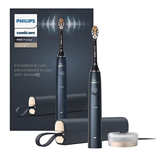 Philips Sonicare DiamondClean Prestige 9900: cepillo dental eléctrico sónico con un cabezal de cepillado Premium All-in-One A3 y estuche de carga en color azul noche (modelo HX9992/12)