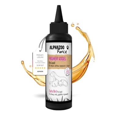 alphazoo Madrugadores desparasitación líquida 100ml, Alimento complementario Natural a Base de Hierbas para el estómago y los intestinos, para una Cura de desparasitación para Perros y Gatos