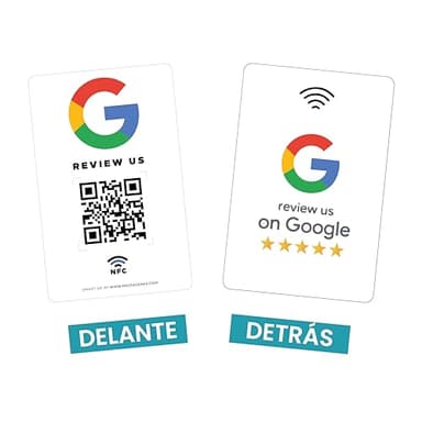 MESSAGENES | Tarjeta PVC Reseñas Google QR y NFC | Tarjeta Placa Código QR Reseñas Google | 1 Unidad 8,6 x 5,5cm | Tarjeta de Negocio QR y NFC Google | Consigue Reseñas con la Tarjeta NFC Google