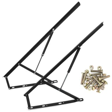QWORK® Herraje de muelles Elevador de Camas de Acero de Alto Rendimiento con Mecanismo hidráulico-neumático, 120 cm, Negro, para Camas de 1.8 m-2m