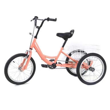 HOARLICN Triciclo infantil de 16 pulgadas, 3 ruedas, triciclo para niños, con cesta de la compra, bicicleta infantil de velocidad única para niños/niñas de 7 a 10 años, triciclo infantil, bicicleta
