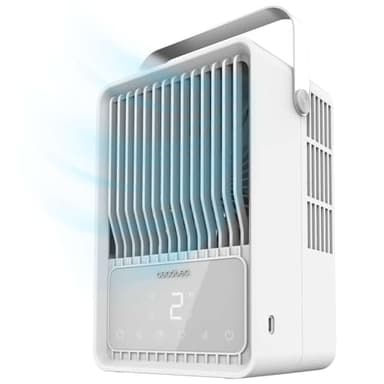 Cecotec Climatizador de Sobremesa EnergySilence 500 DeskChill Smart, Depósito 500 ml, Control táctil, 3 Velocidades, Temporizador hasta 8h, Luz LED con 7 colores, apagado automático