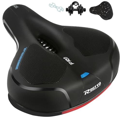 ROGTYO Sillín Bicicleta Cómodo, Sillin Bicicleta MTB Hombre Mujer Antiprostatico Gel Acolchada Transpirable Reflectante Asiento para Bicicleta Montaña Electrica Estatica (Pro 2.0+Schwarz)